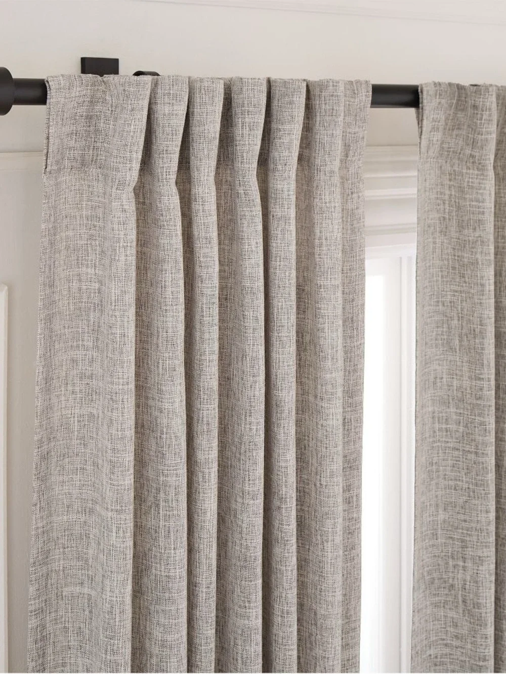 West Elm Crossweave Curtains in Stone White 48x84 in. (2 Panels)